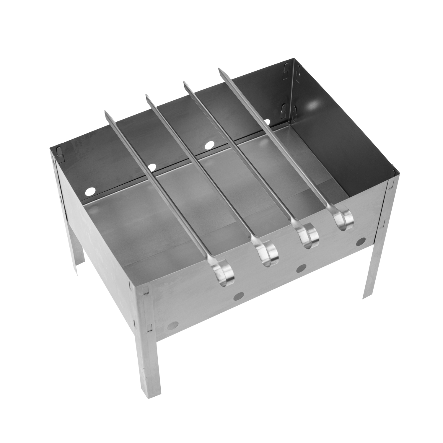 Мангал сборный со складным дном, 230х230х335мм, с 4 шампурами, в пленке - фото 6