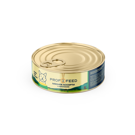 Корм консервированный для кошек Profifeed Мясное ассорти с кроликом 100 г 24шт.