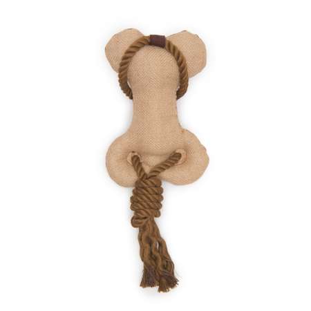 Игрушка для собак Barbaks Кость-тянучка из кожи с канатиком 35*15см