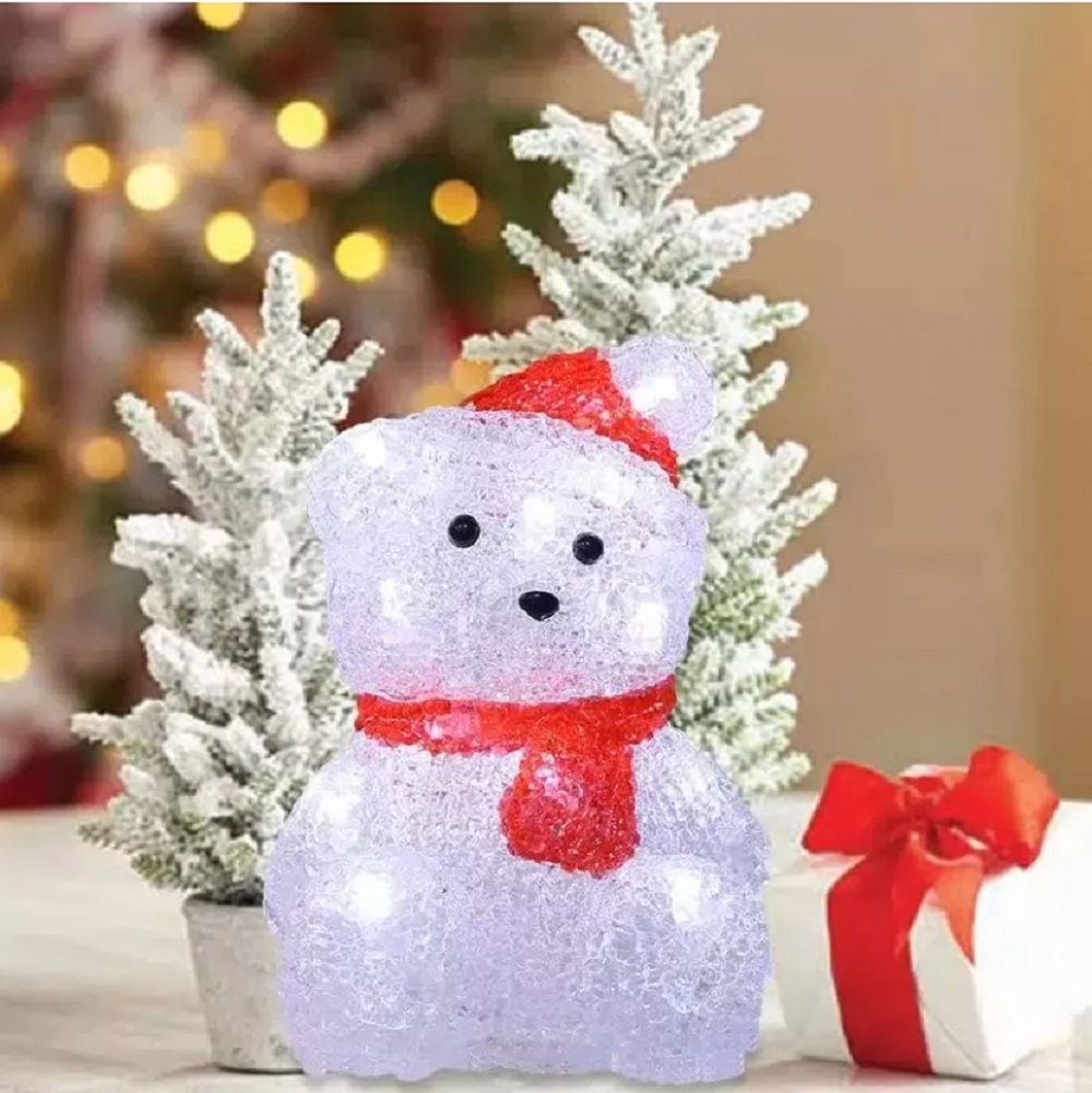 Светильник-LED ZDK Homium Silver Glow акриловый Медведь в колпаке 15*14*22см - фото 3