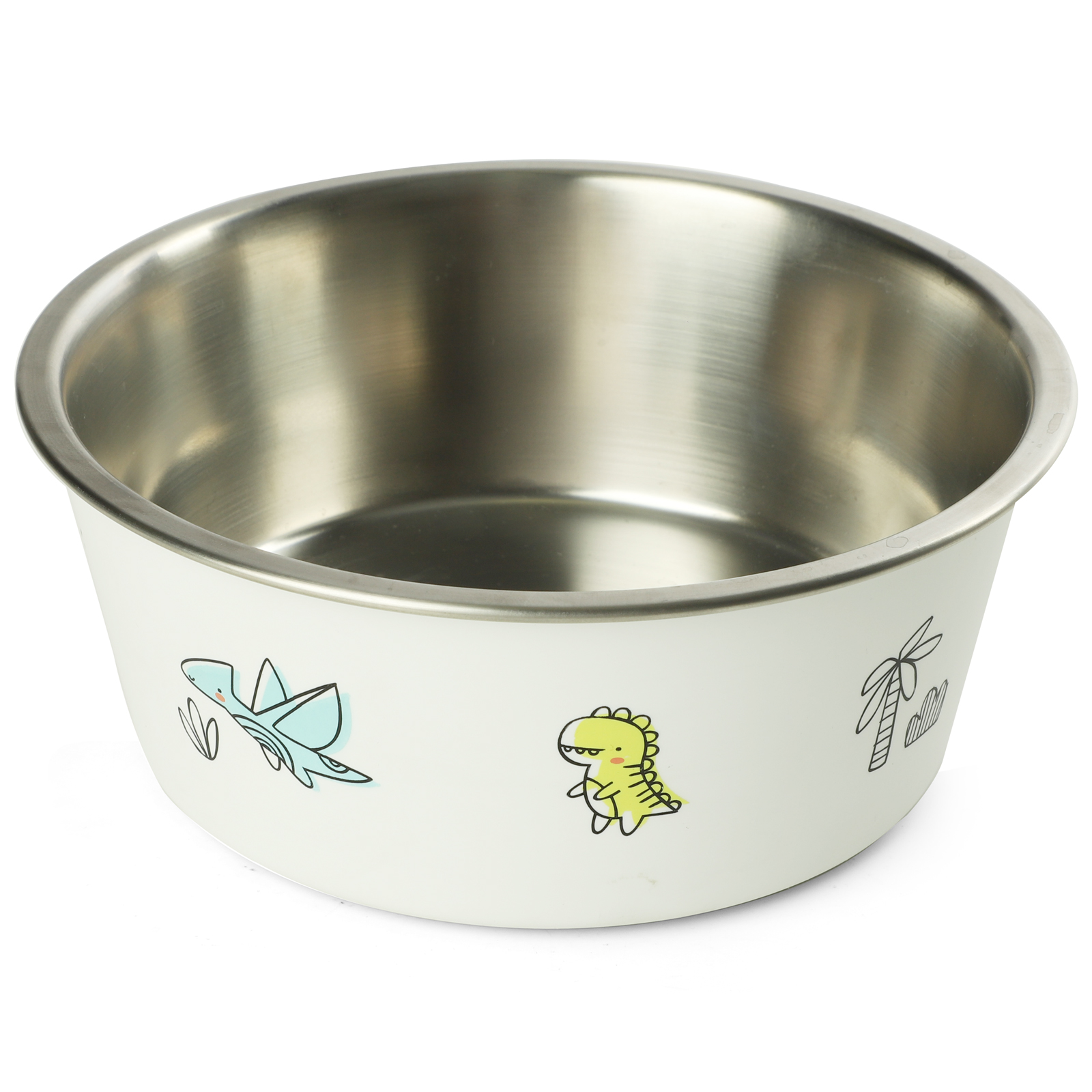Миска для животных Triol Динозаврики металлическая на резинке 0.7л - фото 1