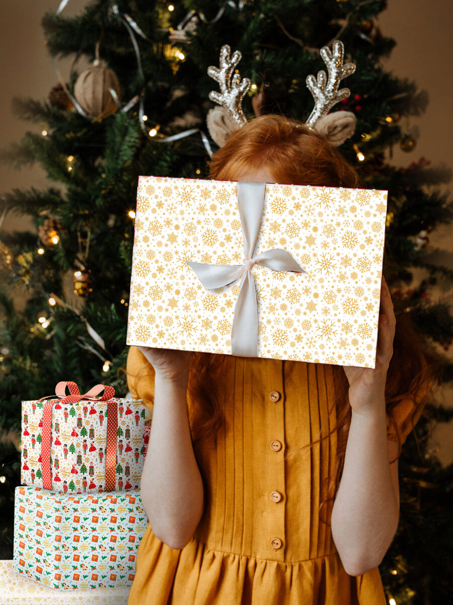 Упаковочная бумага Золотая сказка для новогодних подарков в рулоне 70х100 см набор 3 штуки - фото 4