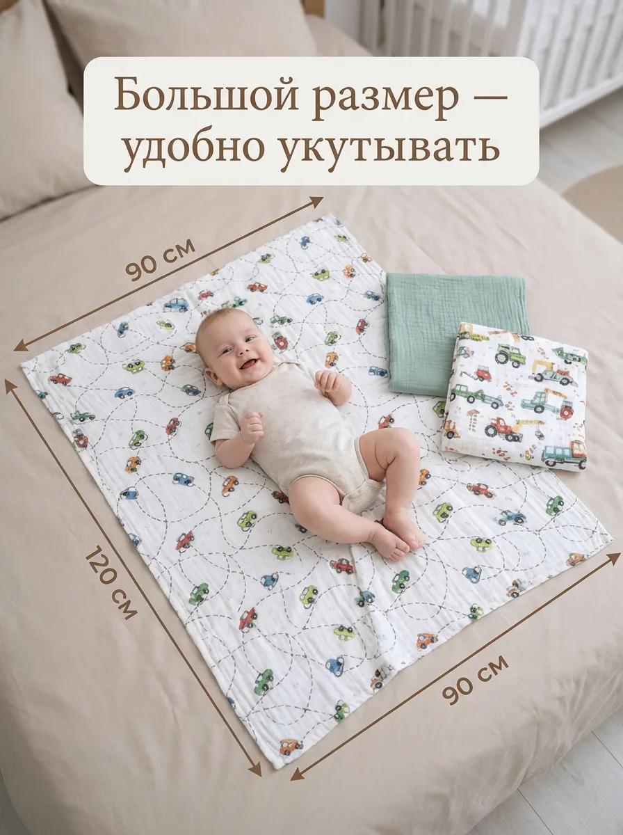 Пелёнка Сонный ежик муслиновые муслин 90х120 см 3 шт. - фото 2