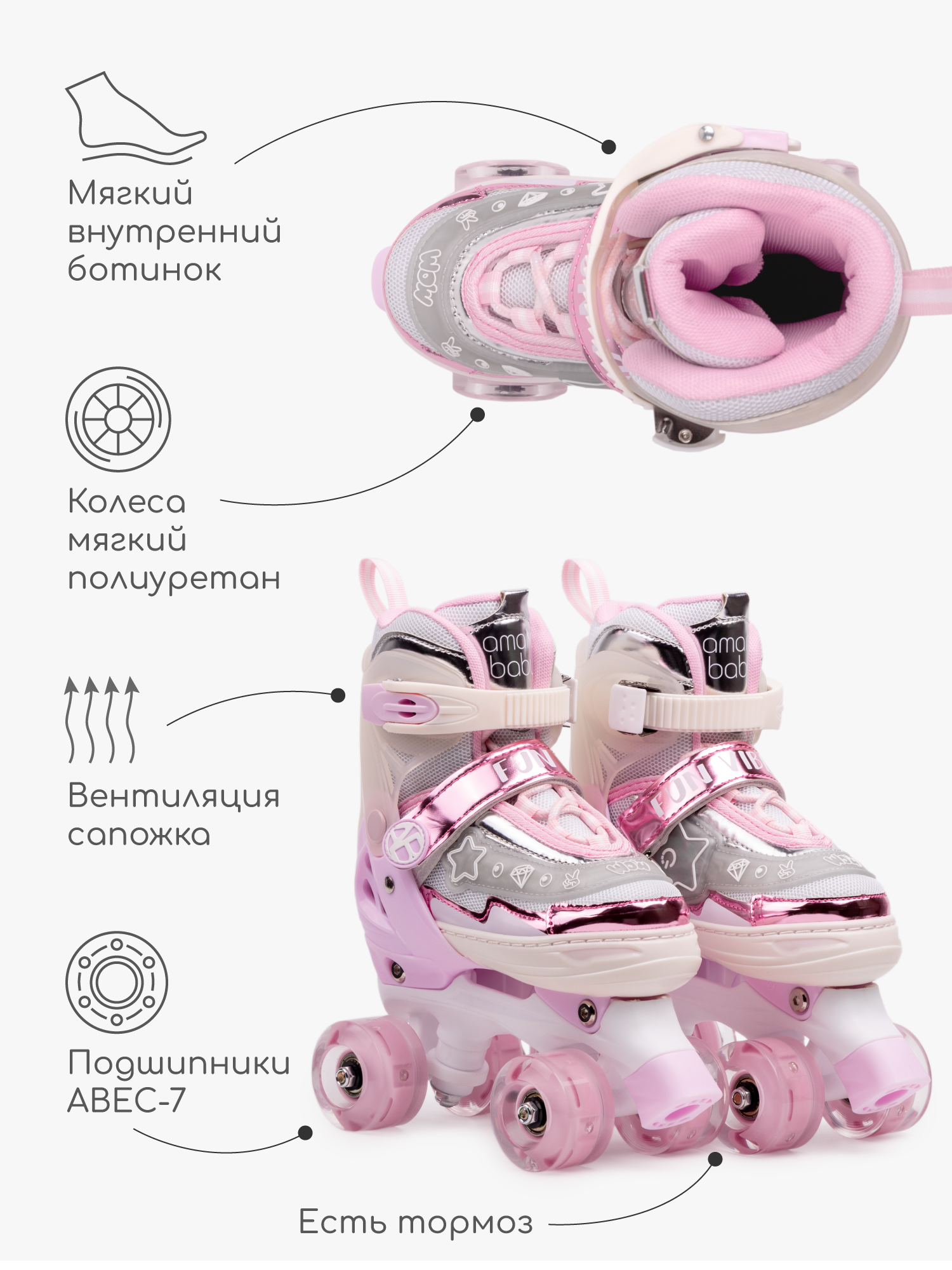 Роликовые коньки Amarobaby M 30-33 - фото 6