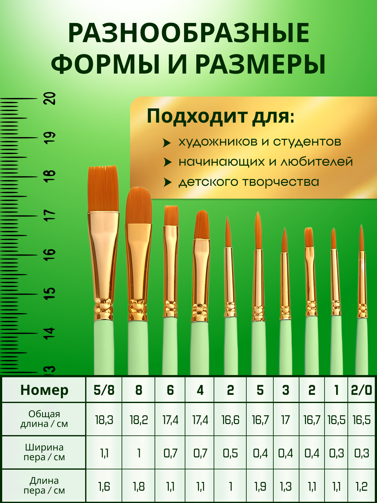 Кисть AXLER 10 шт. (синтетика) - фото 3