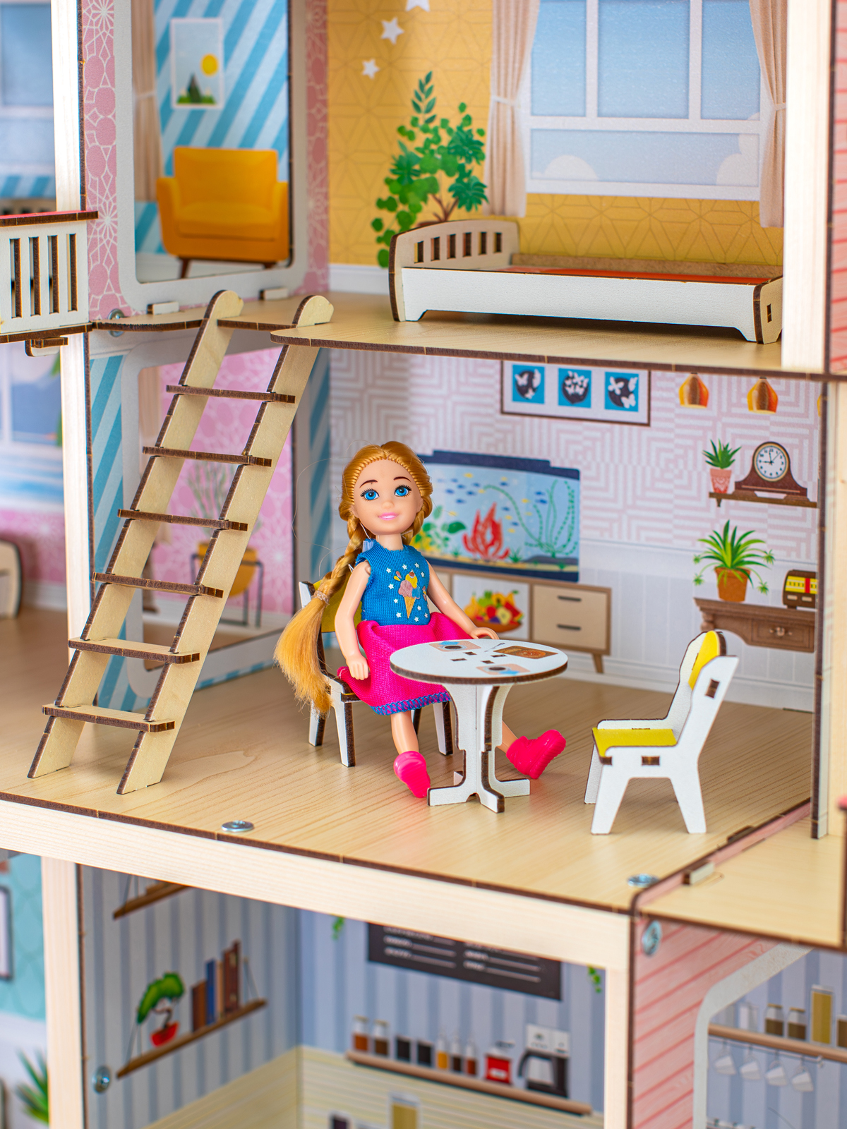 Домик для кукол M-WOOD 120 см с мебелью 3038 - фото 9