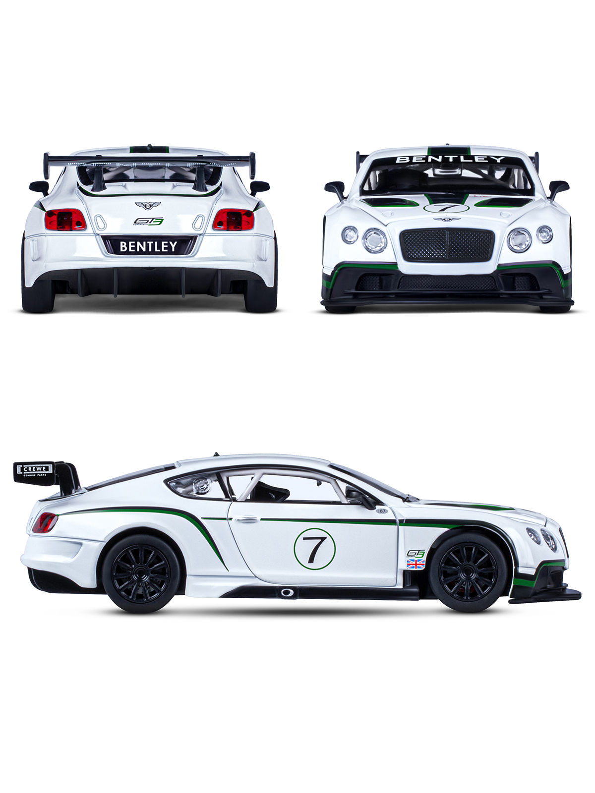Автомобиль АВТОпанорама Bentley Continental GT3 Concept 1:24 белый JB1200125 - фото 6