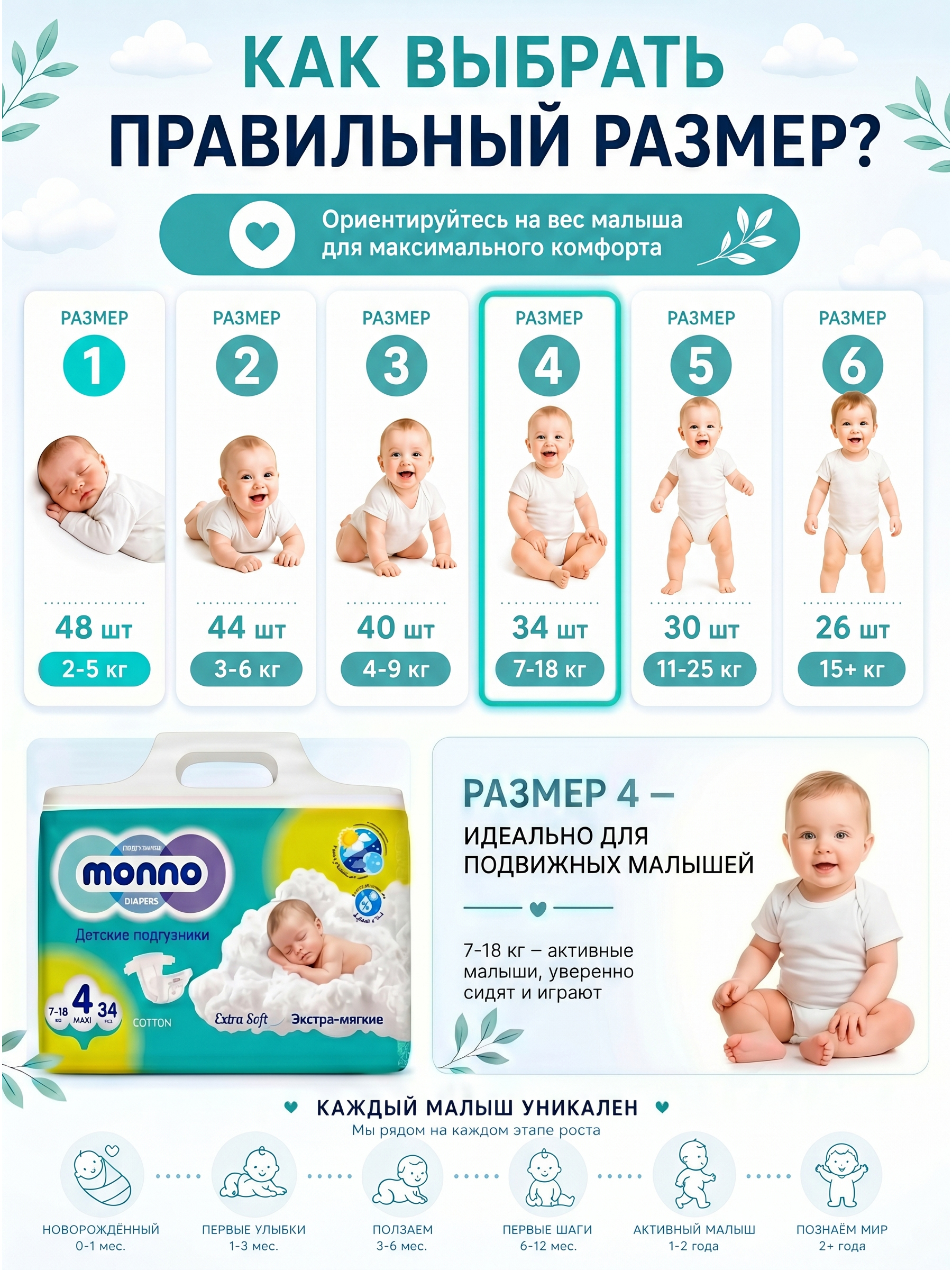Подгузники Monno 4 (7-18) 34 шт. - фото 6