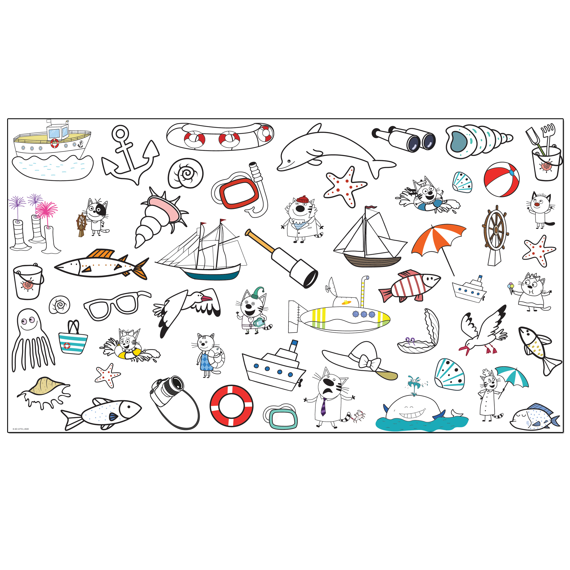Раскраска МОЗАИКА kids Три кота Игра-раскраска Морские игры - фото 2