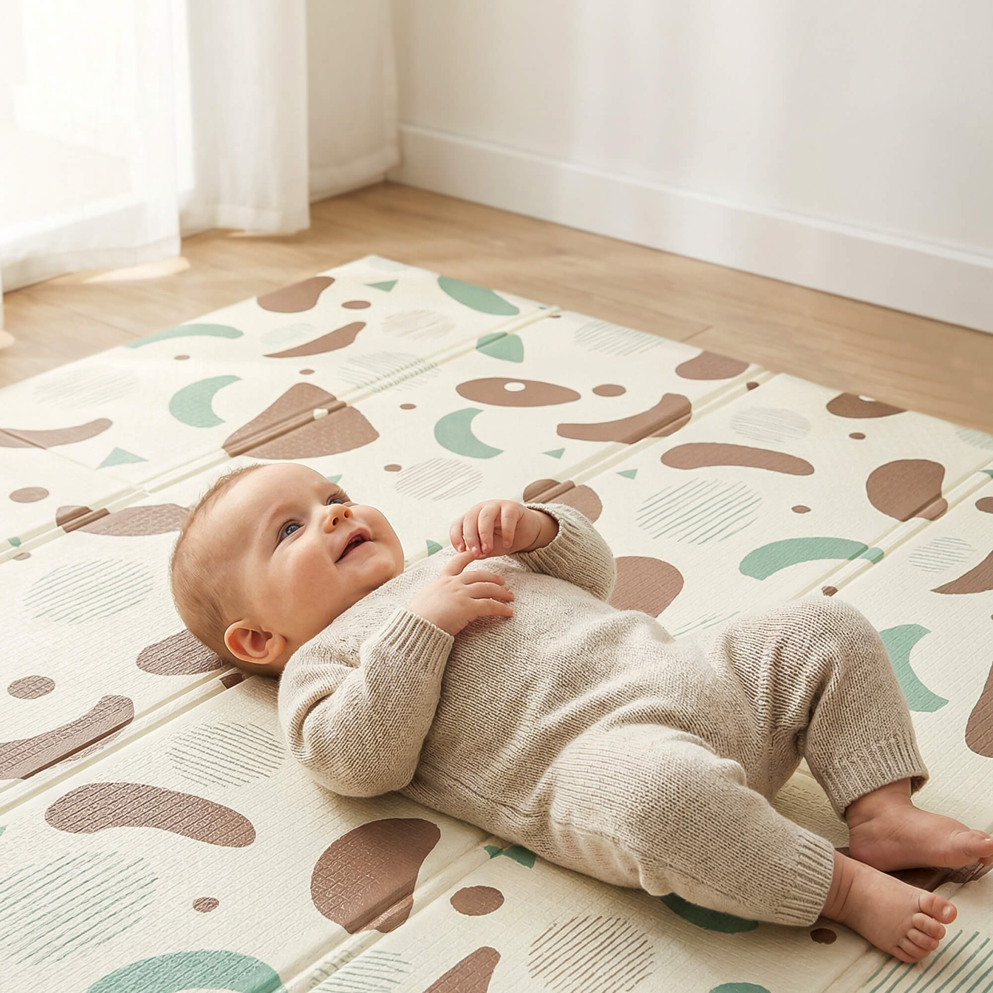 Детский складной коврик UNIX Kids Следы / Traces для ползания 120 x 150 см - фото 12