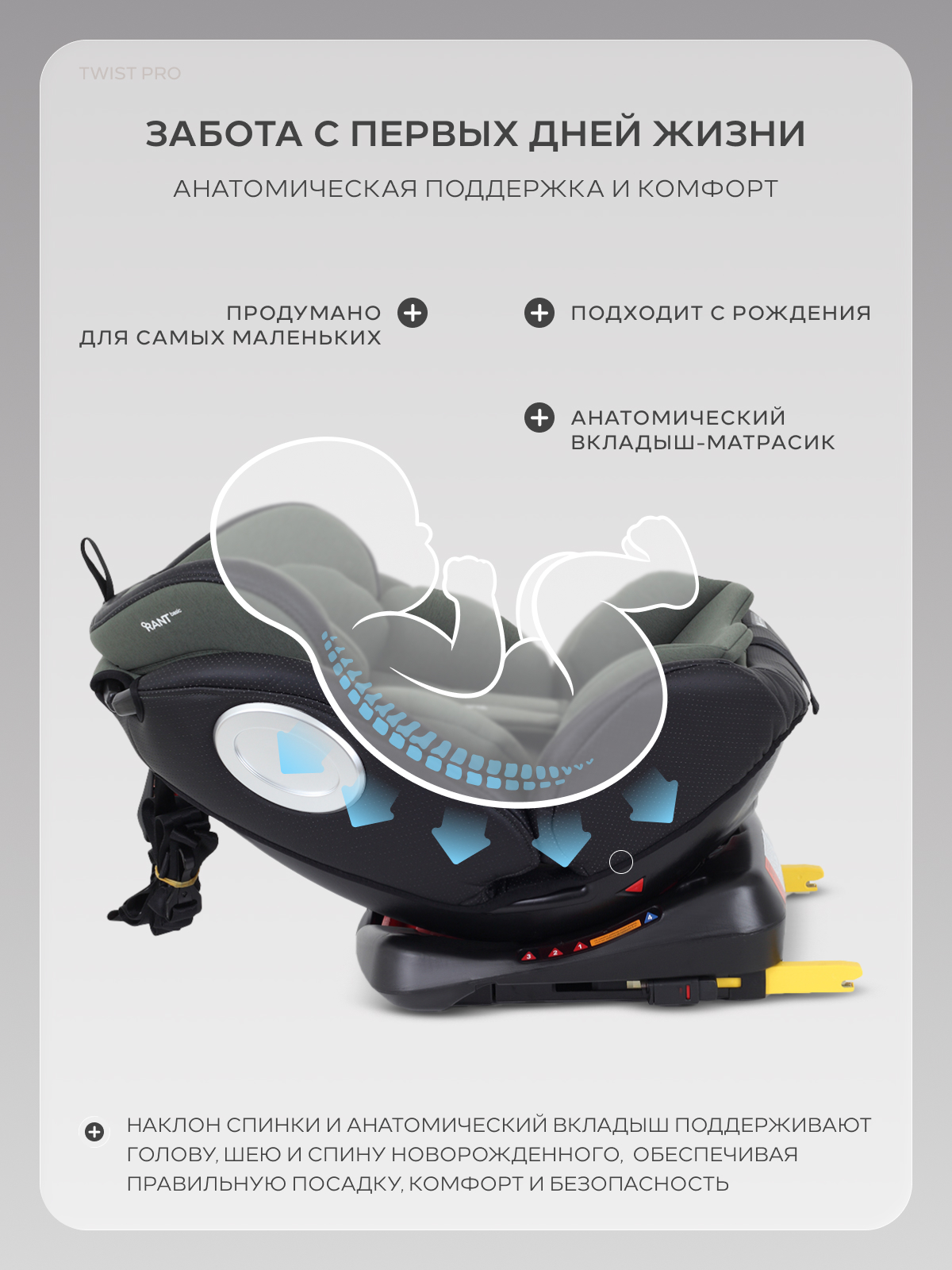 Автокресло Rant Basic Twist Isofix 0+/1/2/3 (0-36 кг) зеленый - фото 10