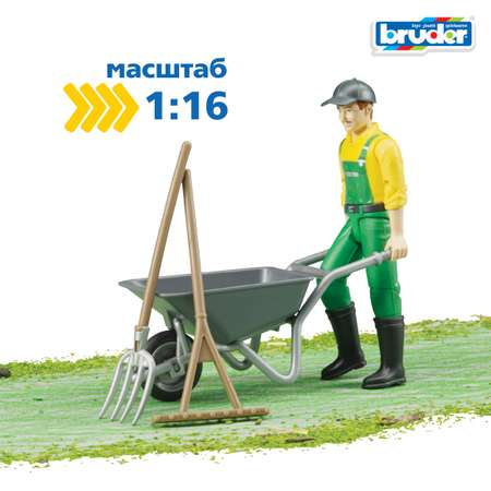 Игровой набор Bruder фермера с тележкой