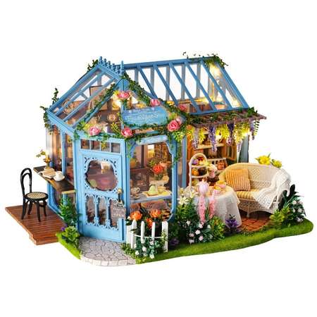Интерьерный конструктор HitToy Румбокс Чайная лавка с куполом и подсветкой