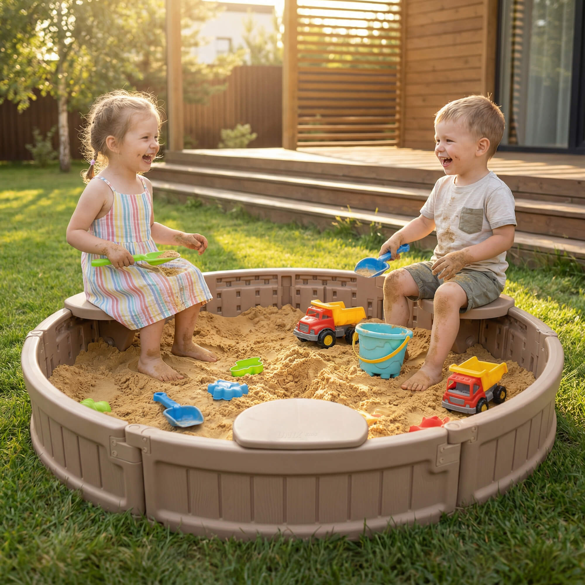 Песочница детская круглая UNIX Kids 120 см пластиковая - фото 12