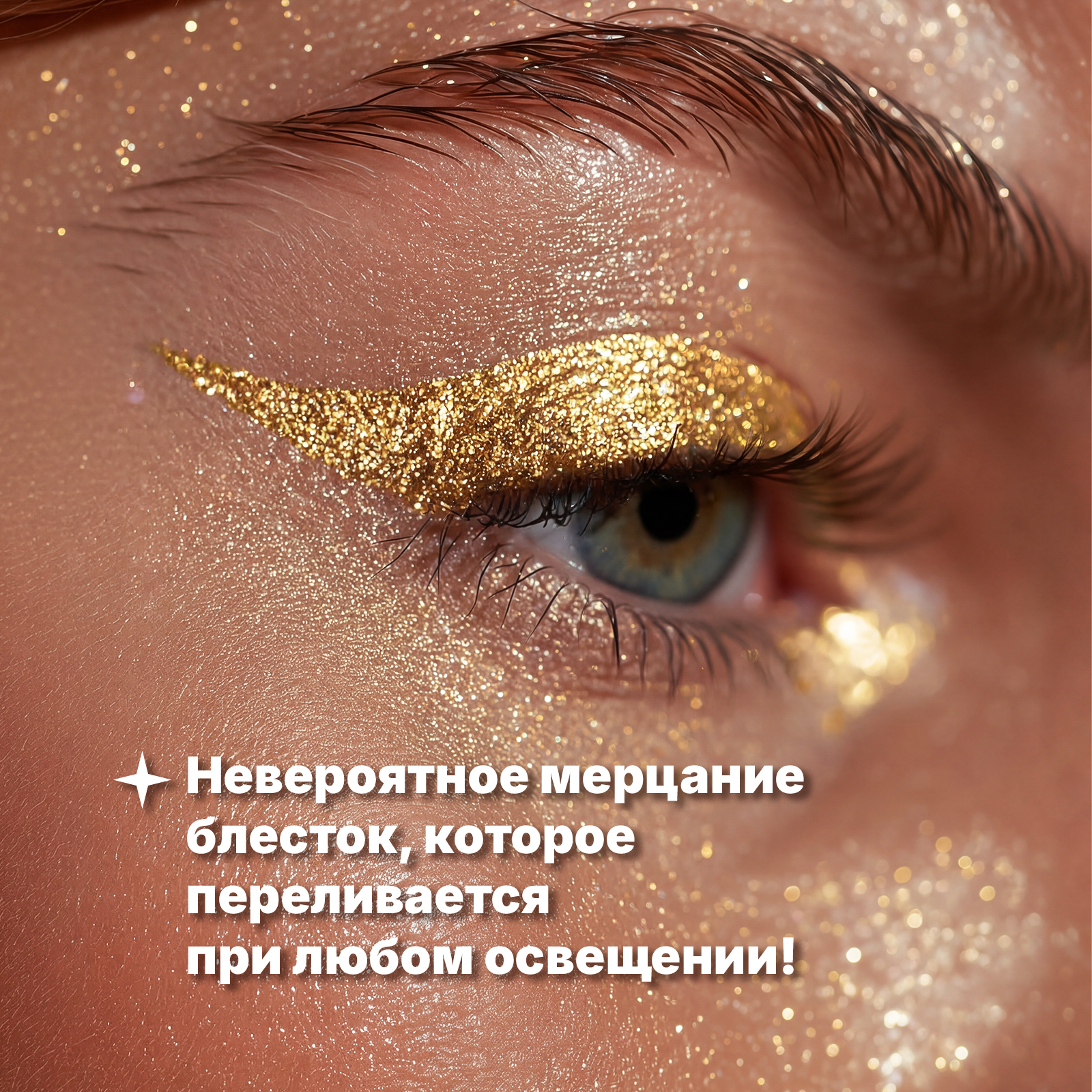 Блестящая золотая подводка для стрелок ХОББИЛАБ жидкое золото с кисточкой - фото 2