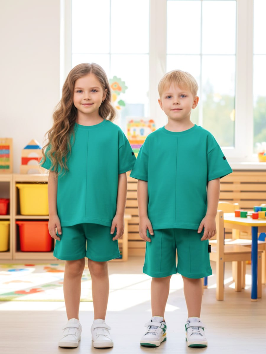 Футболка и шорты VEDDI 2080/6042фп-2024-изумрудный - фото 3