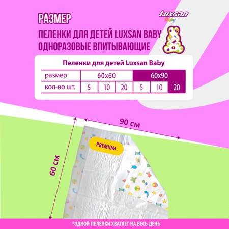Пелёнки одноразовые Luxsan 60х90 см 20 шт.