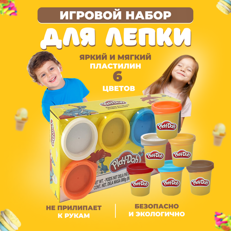 Пластилин Play-Doh 6 цв. в ассортименте