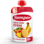 Пюре Semper Персик-Банан с печеньем с 6 мес 100 г