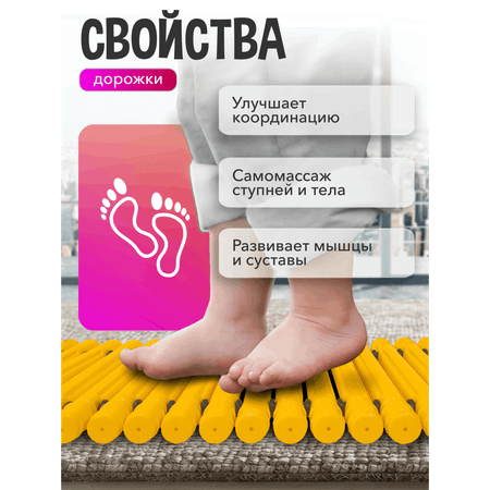 Массажный коврик дорожка для детей СТРОМ желтый