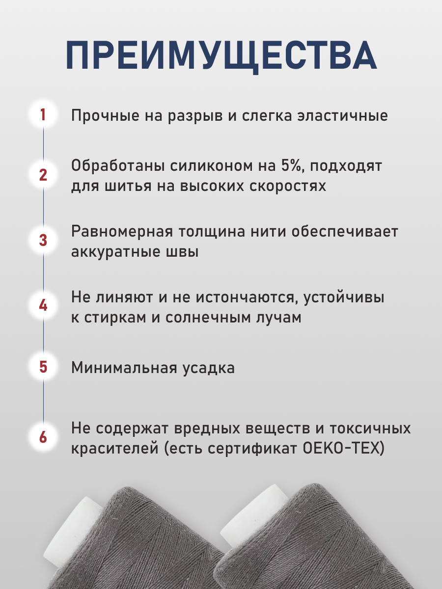 Нитки для шитья 40/2 Bestex 10шт цв 394 - фото 3