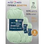 Пряжа Astra Premium Деметра полушерстяная 100 г 100 м 15 светло-зеленый 3 мотка