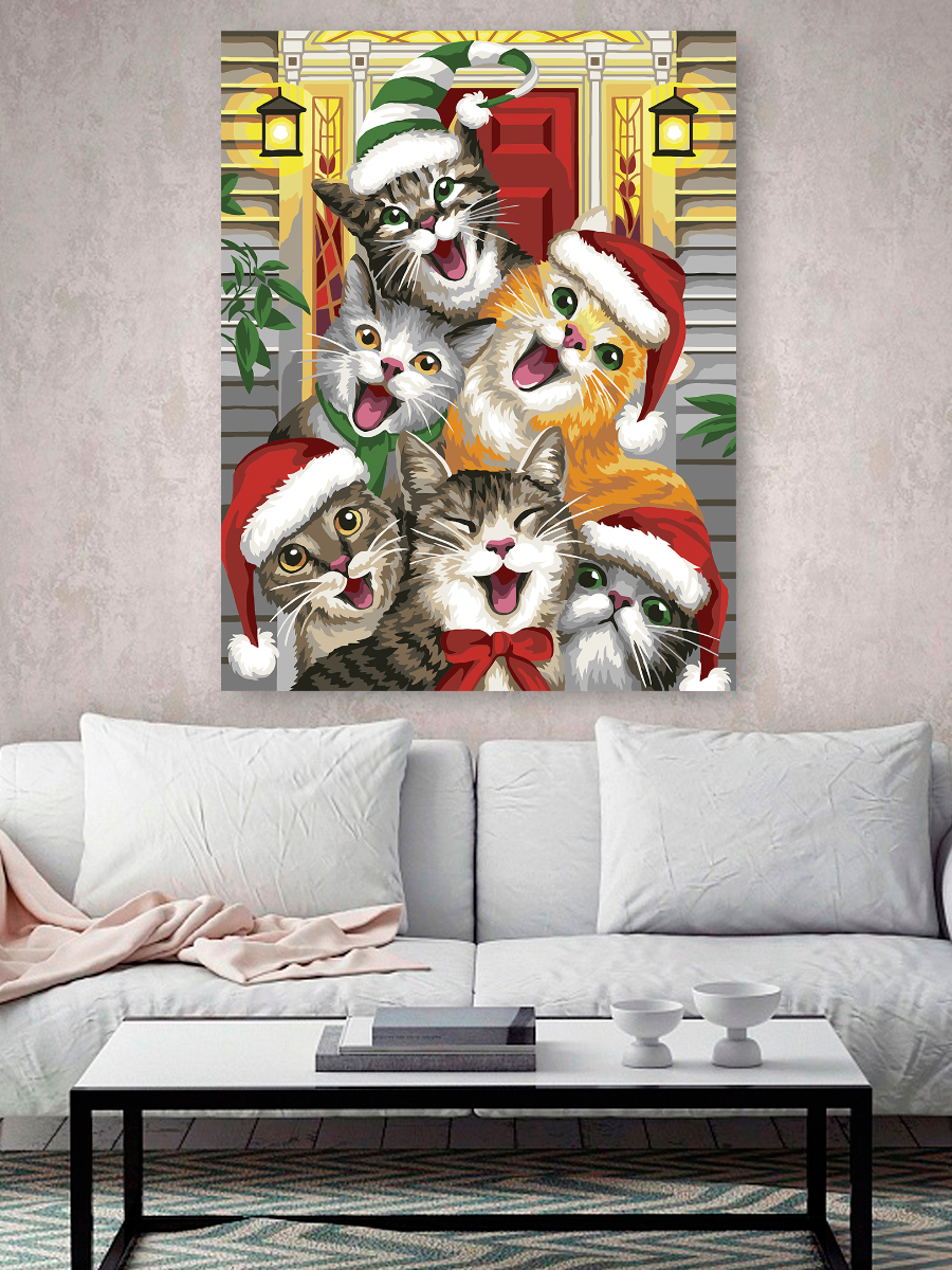 Картина по номерам Hobby Paint Рождественские коты в ассортименте - фото 3