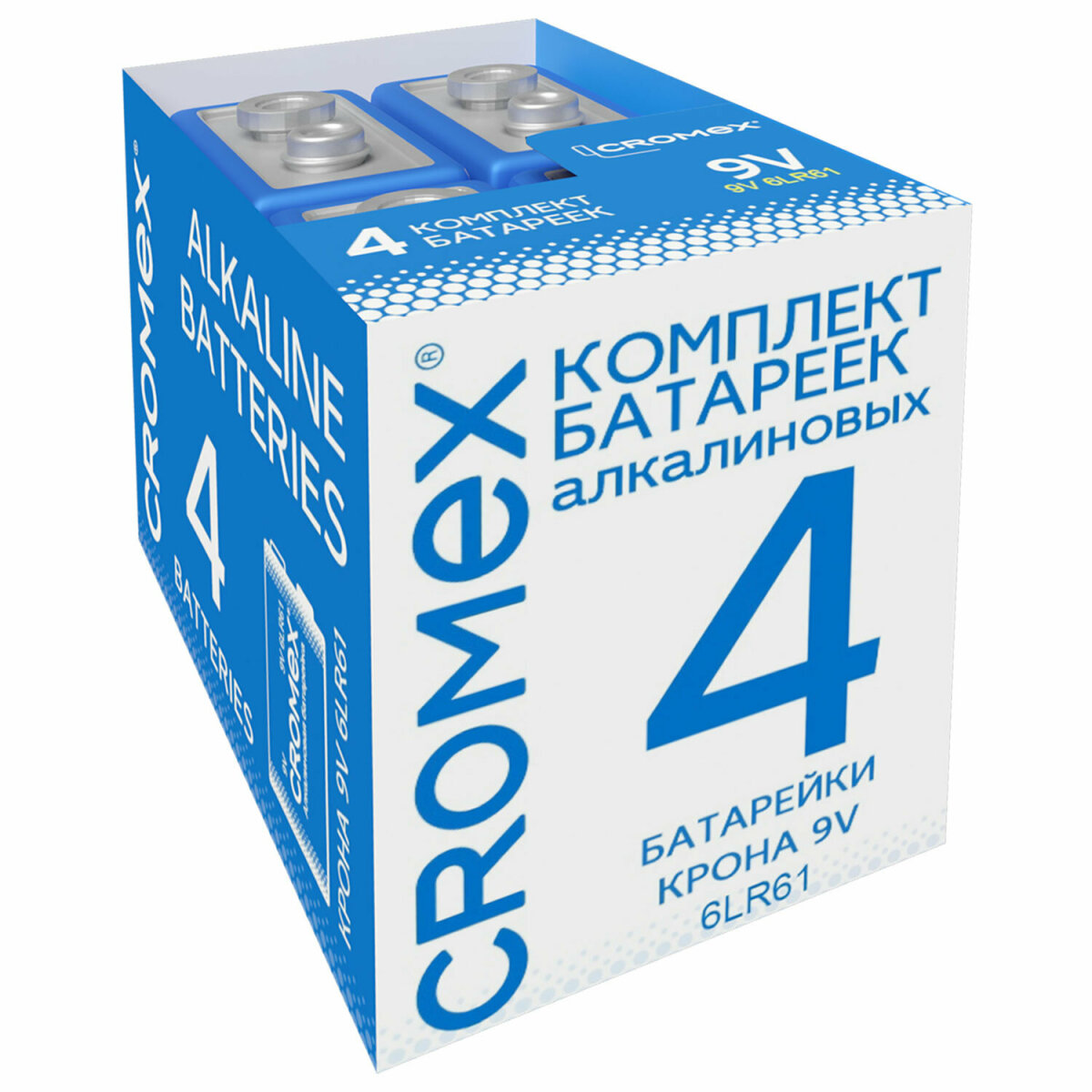 Батарейки алкалиновые CROMEX крона 9v набор 4 штуки - фото 5