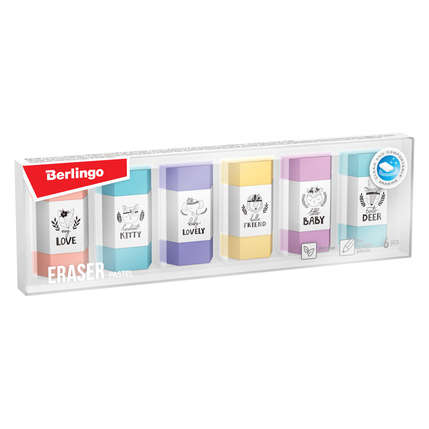 Ластик BERLINGO Pastel 6 шт. - фото 9