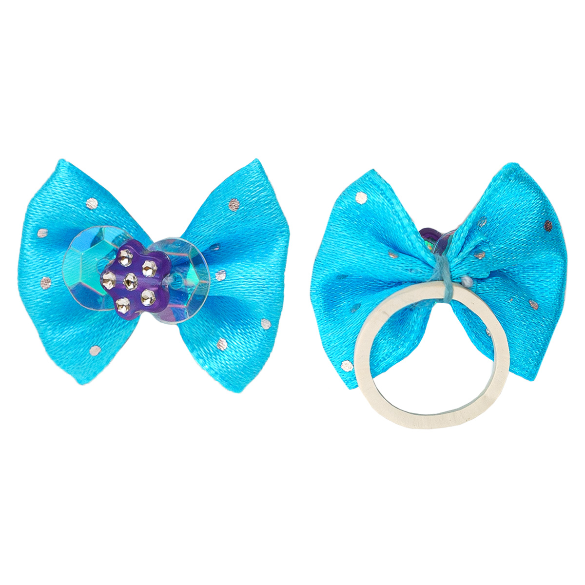 Бантик для животных V.I.Pet Голубой с точками 2шт - фото 3