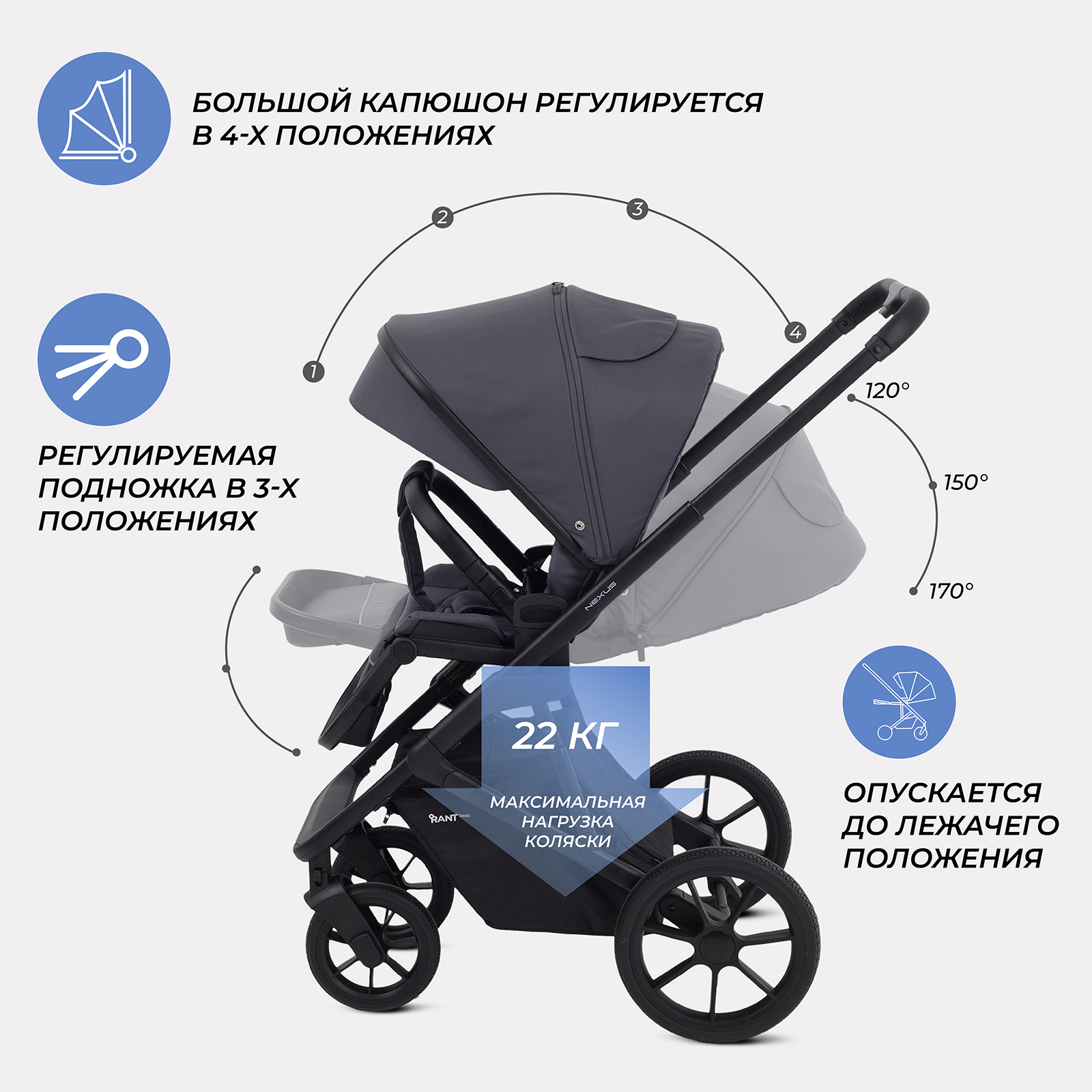 Коляска 3в1 Rant NEXUS серый - фото 7