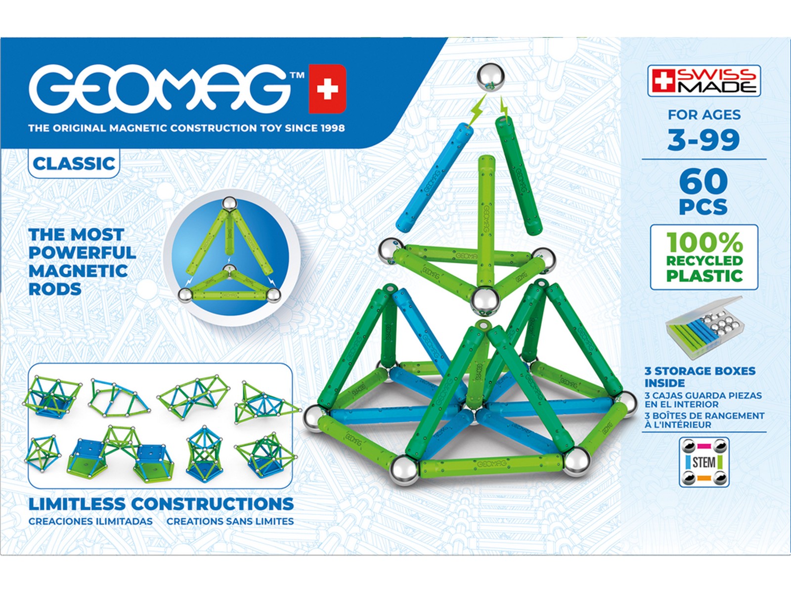 Конструктор Geomag магнитный 60 дет. - фото 1