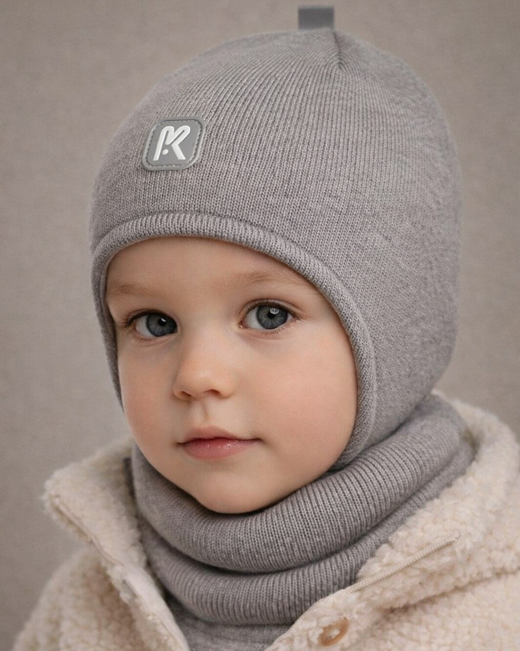 Шапка и снуд ПриКиндер U-Sp232724 Цвет: Светло-серый - фото 1