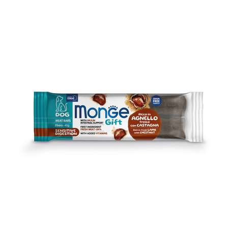 Лакомство для собак Monge Gift 40г Sensitive digestion Мясные батончики с ягненком каштаном и инулином