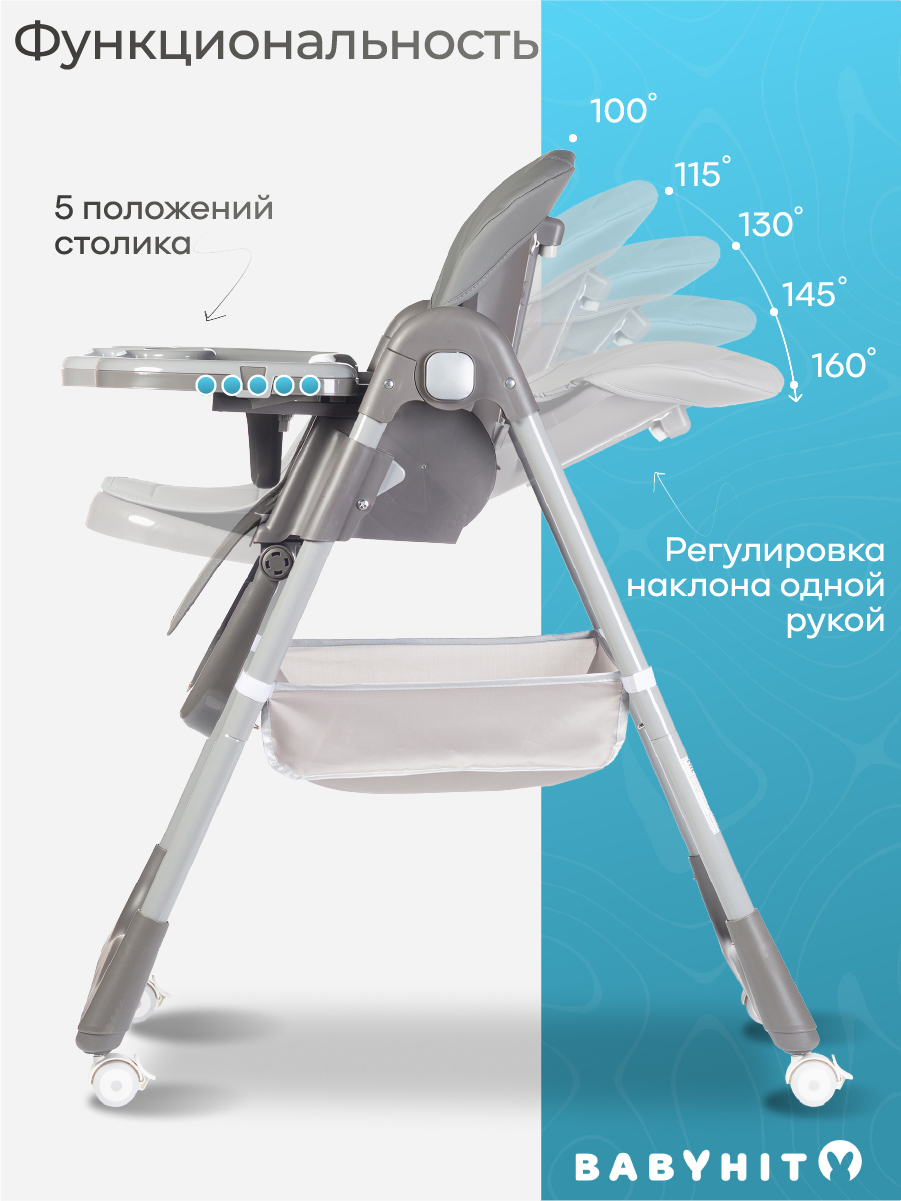 Стульчик для кормления Babyhit Confiture серый - фото 3