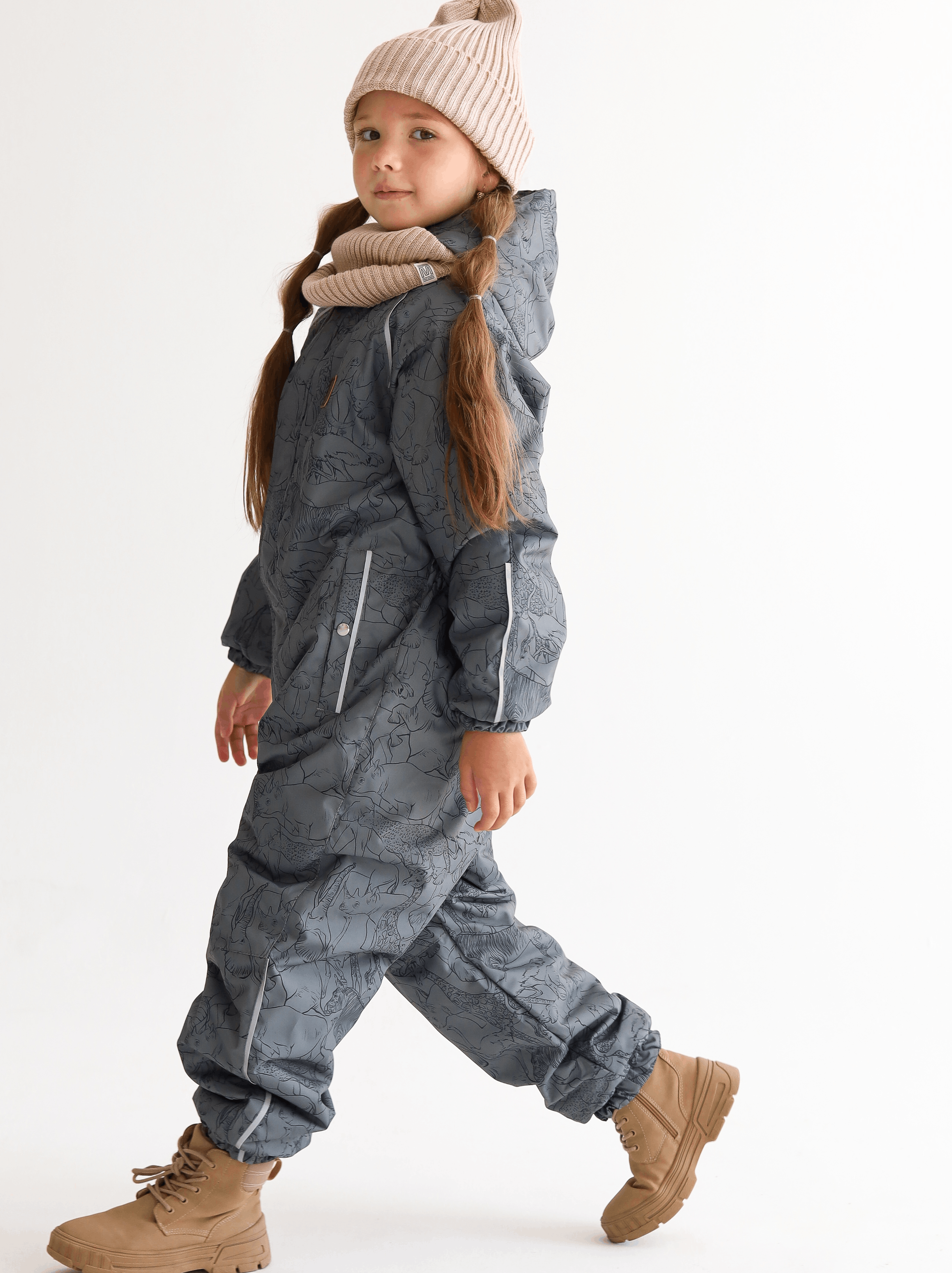 Комбинезон MINIDINO В-КОМ-015/ДКомбинезон еврозима принт Сафари серо-зеленый - фото 2