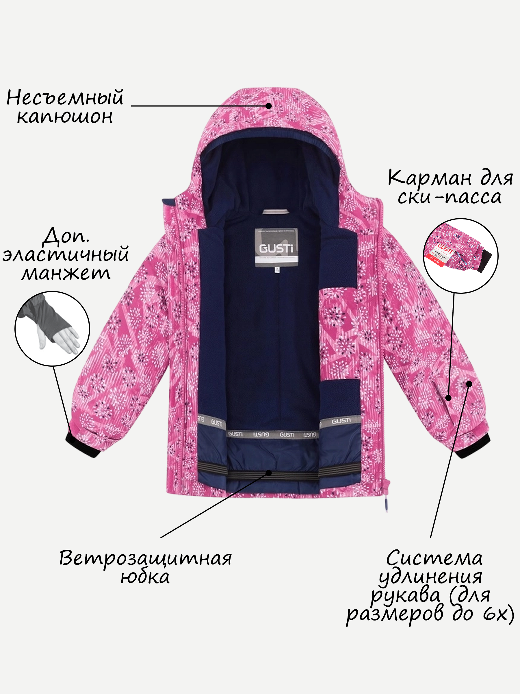Куртка и полукомбинезон GUSTI GW4GS517-MAGENTA - фото 4