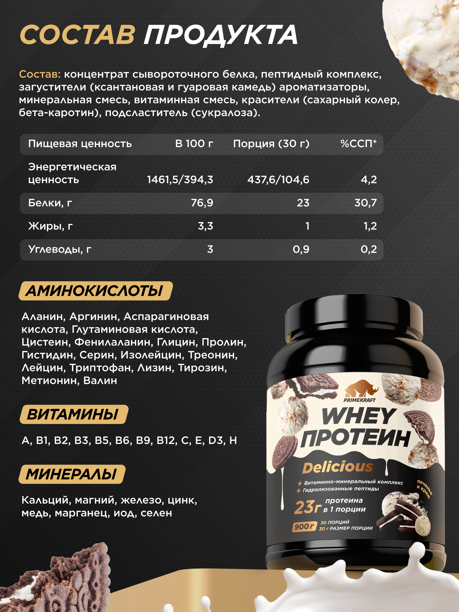 Протеин Whey Delisious Prime Kraft Печенье и крем - фото 5