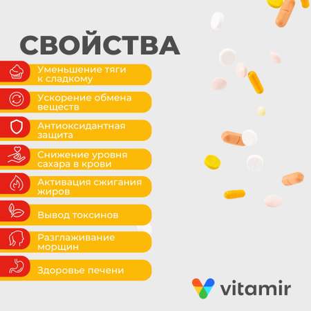 Альфа-липоевая кислота Форте VITAMIR для спорта, контроля веса и ускорения обмена веществ таб. №30