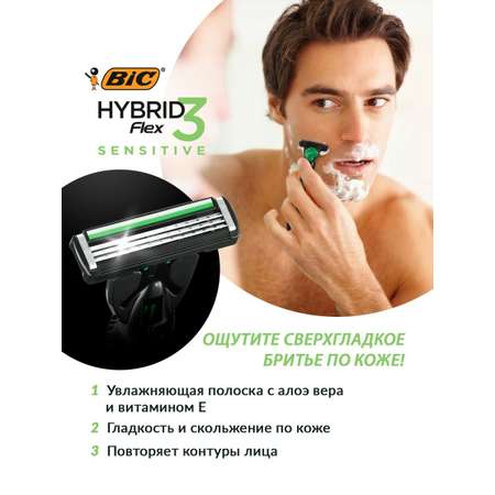 Сменные кассеты для бритвы BIC Hybrid 3 Flex Sensitive 4 шт