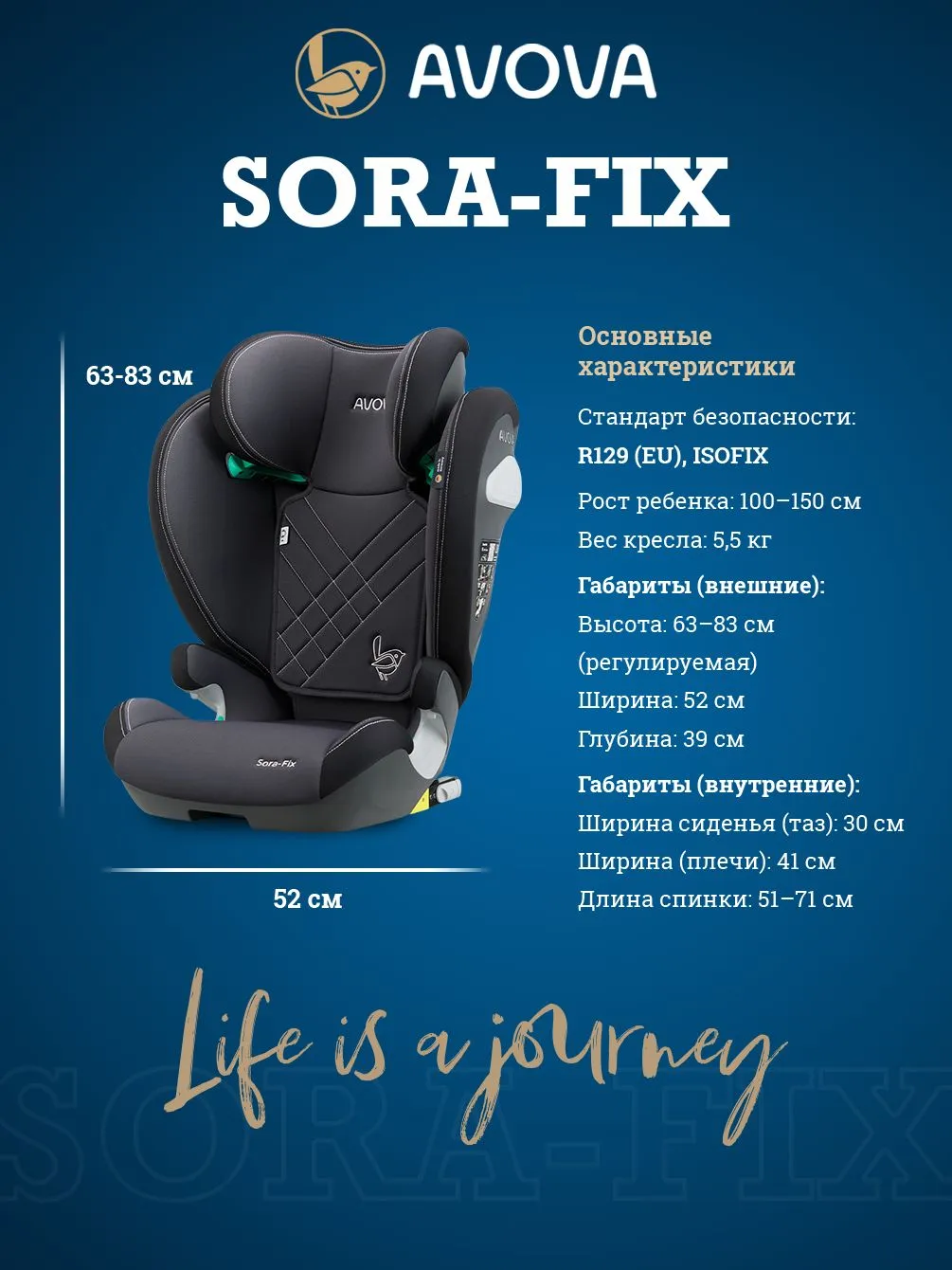 Автокресло Avova Sora-Fix Isofix 2/3 (15-36 кг) черный - фото 4
