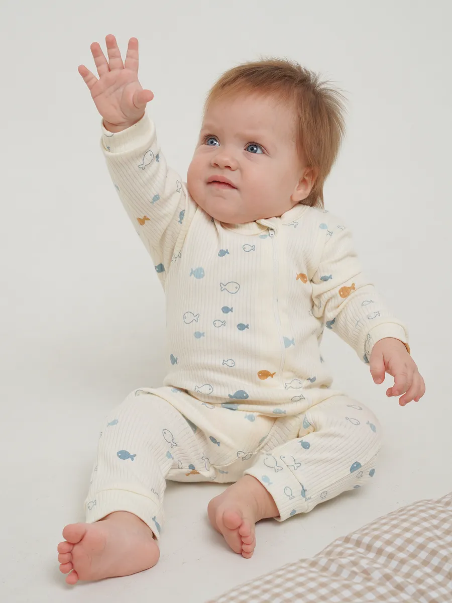 Комбинезон 3 шт Супер Пупс нбр/3пр/кмбнмол/голубыерыбки - фото 16