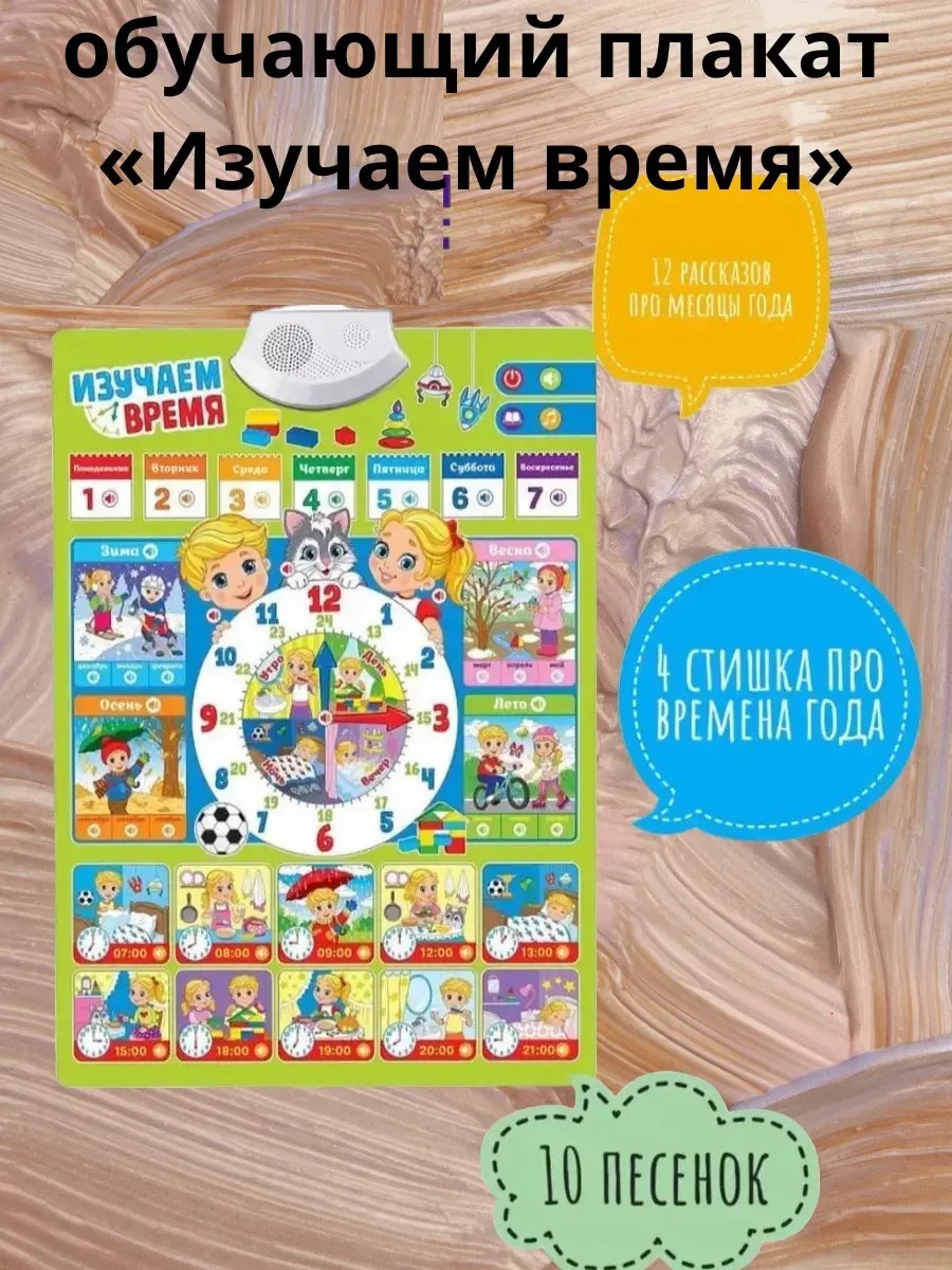 Плакат ТОТОША Говорящий плакат Изучаем время - фото 5