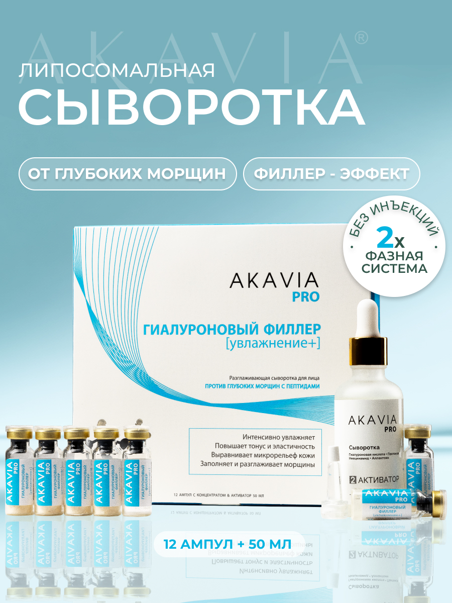 Изображение товара Сыворотка АКАВИЯ PRO разглаживающая для лица против морщин с пептидами 1 ампула
