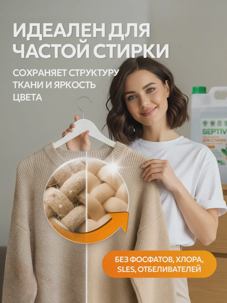 Гель для стирки SEPTIVIT концентрат Дыня Мёд 5 л - фото 3