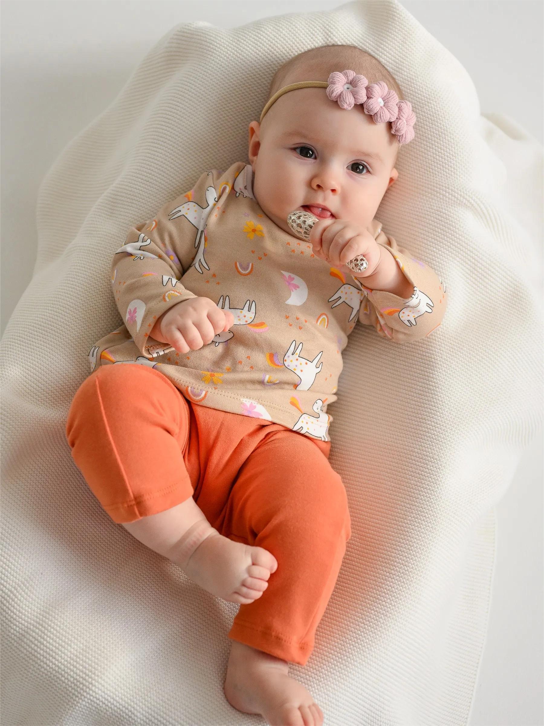 Изображение товара Детский костюм для девочки с единорогом, хлопок интерлок, 92 см