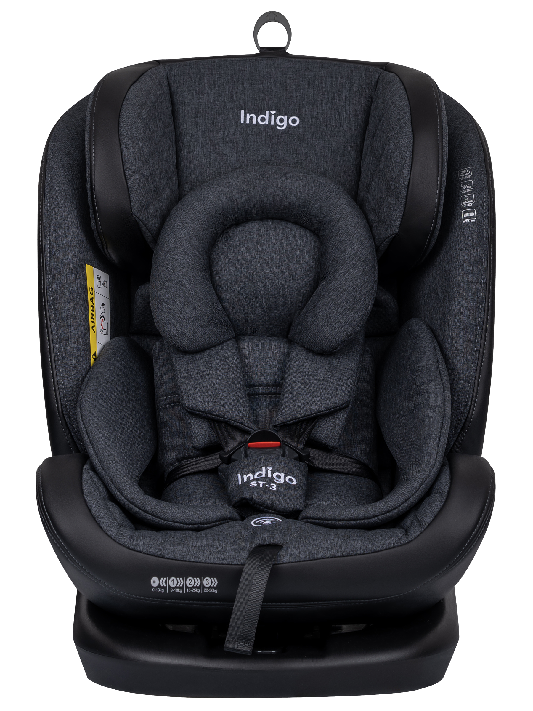 Автокресло Indigo Aero, темно-серый лен Isofix 0+/1/2/3 (0-36 кг) - фото 11