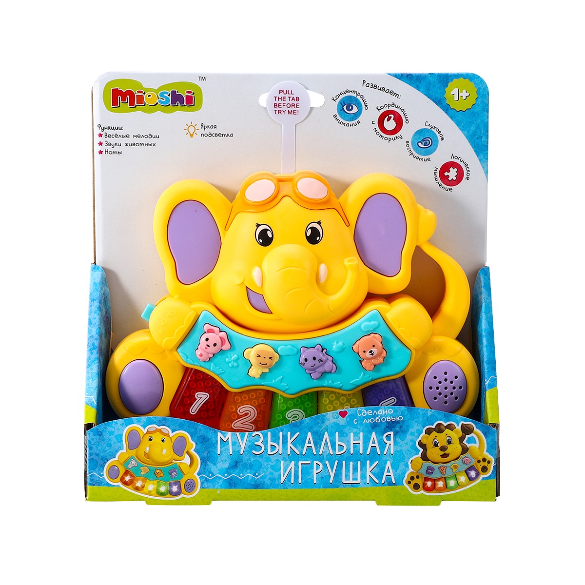 Игрушка музыкальная Mioshi Добрый слоник пианино - фото 2