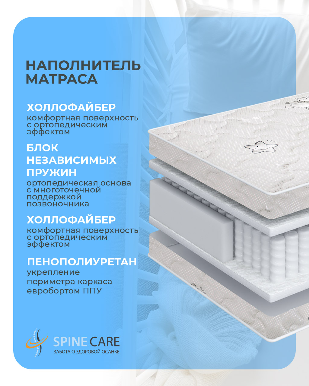 Матрас ШВЕТЕКС Смартик Эко 60х120 - фото 3