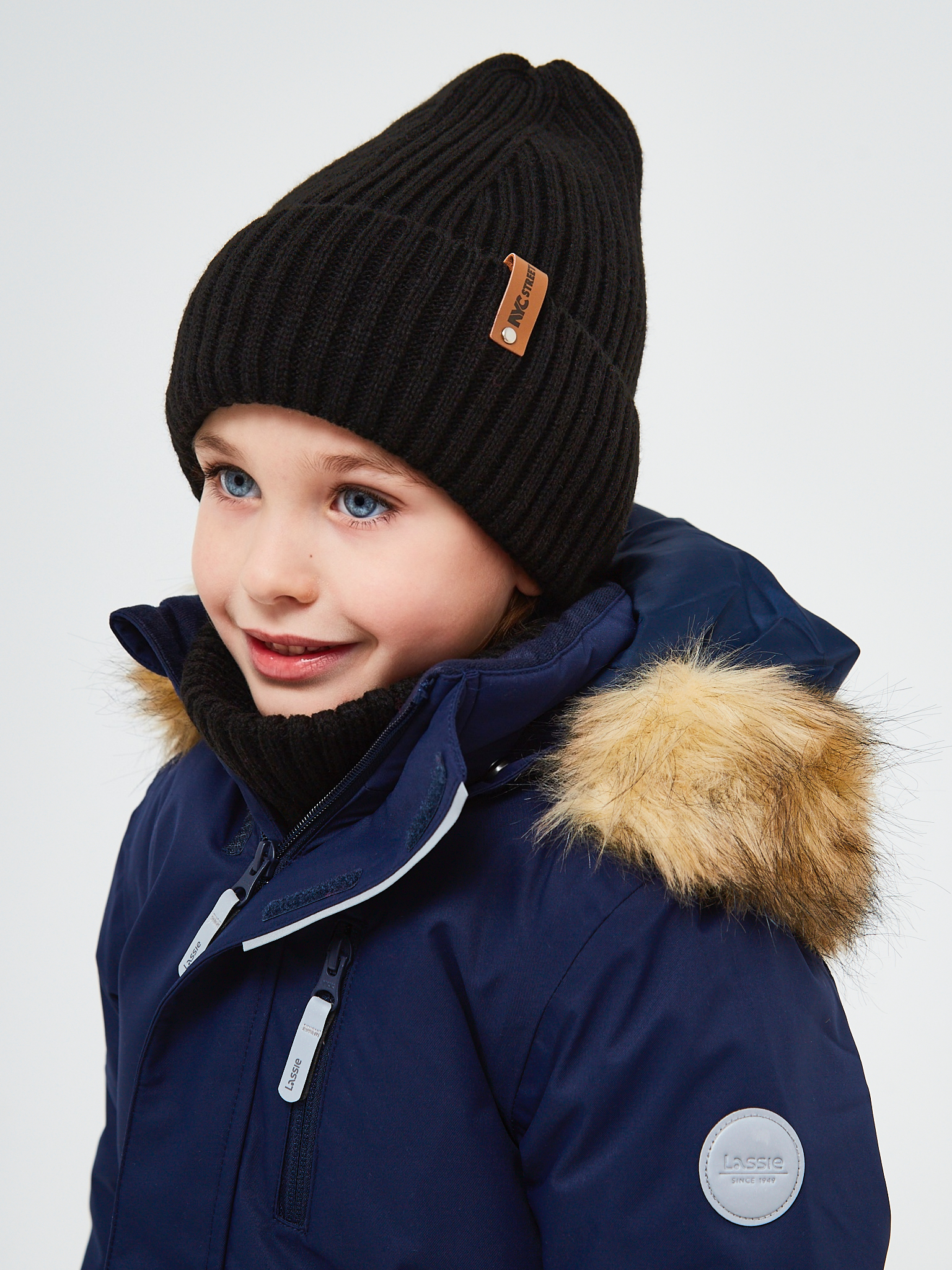Шапка и снуд NYCkids NYC-H-53-poloski-blackB - фото 8